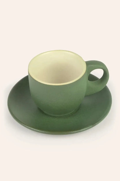 Calma House - Coffee Cup and Saucer (Set of 2) Matcha Green