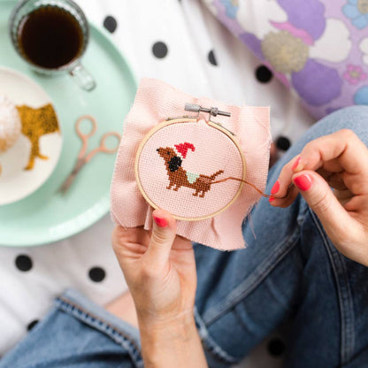 Cotton Clara Craft Kits & Supplies - Christmas Dachshund Cross Stitch Kit