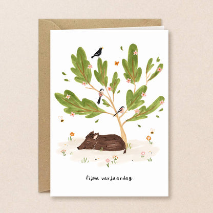 Studio Kuukeluus - Wild Boar Birthday Card