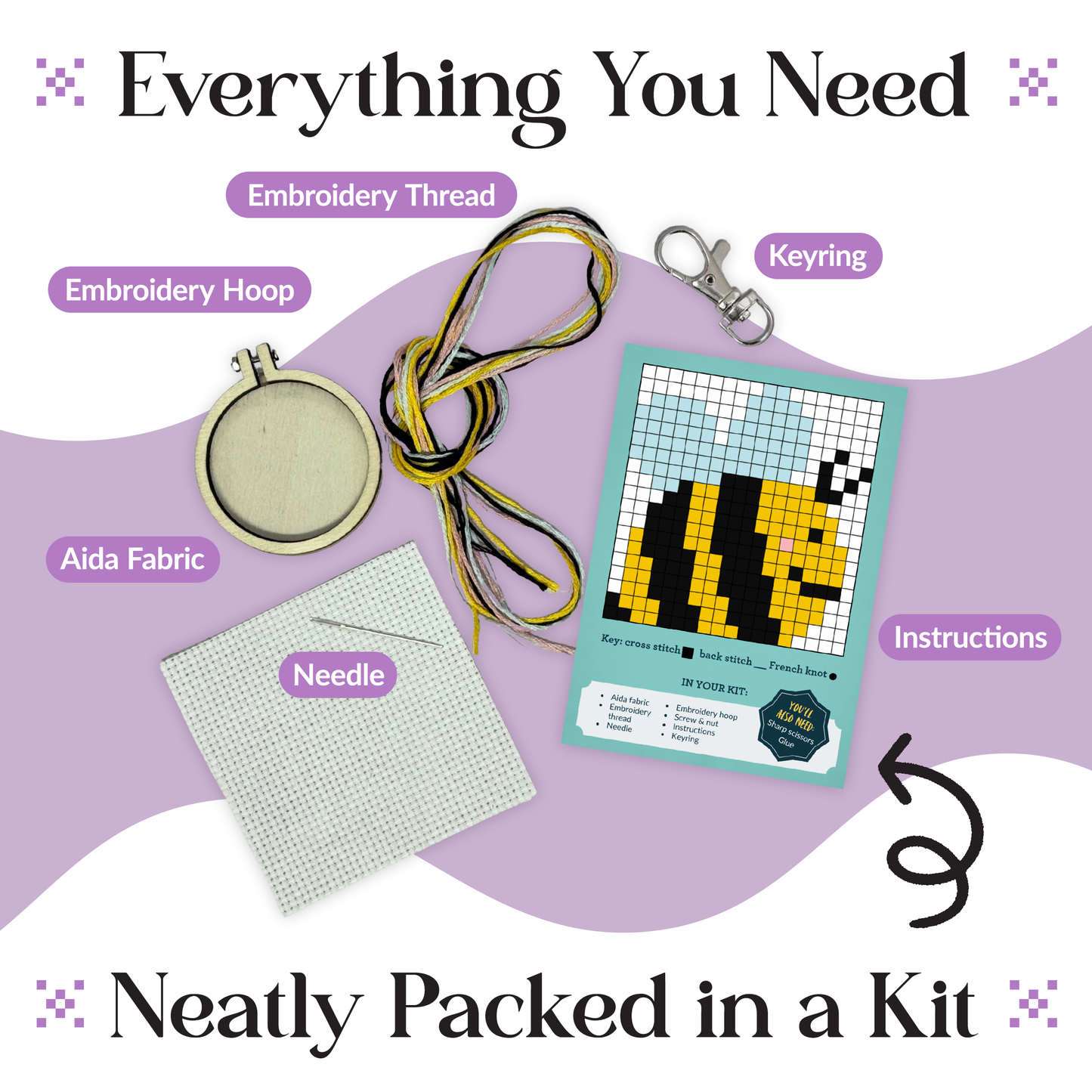 Mini Matchbox Kits - Bee Happy! Mini Matchbox Cross Stitch Kit