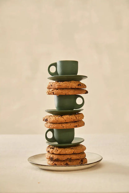 Calma House - Coffee Cup and Saucer (Set of 2) Matcha Green