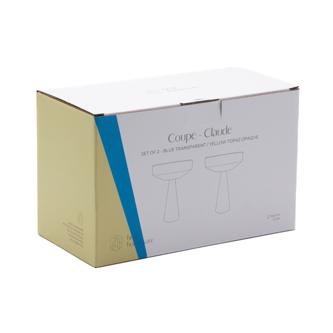 Brût Home and Glassware - Champagne Coupe Claude | set of 2 | blue/topaz