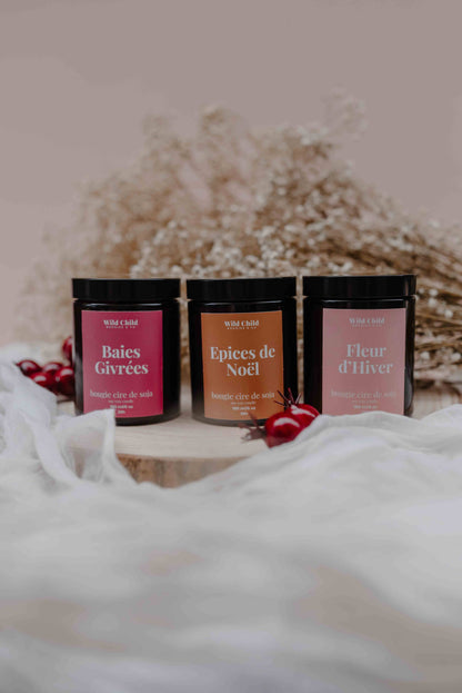WILD CHILD Bougies & Co - “Frosted berries” Christmas candle - Vegetable wax - 25h