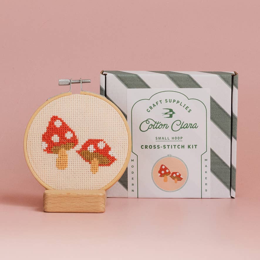 Cotton Clara Craft Kits & Supplies - Toadstool Cross Stitch Kit - Red