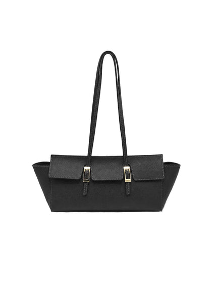 Suie Valentini srl - Women's Genuine Leather East-West Tote Bag with Double Buckle Detail, Made in Italy, art. 112791
