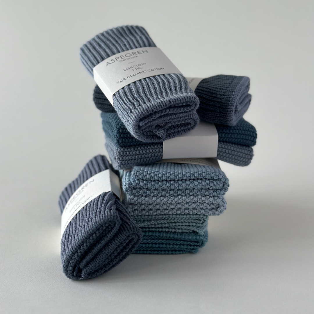 Aspegren Denmark - Dishcloths - Organic Cotton - Set of 2 - Knitted - Aqua