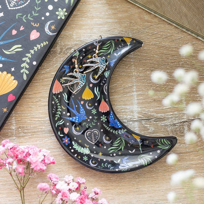 Something Different - Midnight Bloom Crescent Moon Trinket Dish