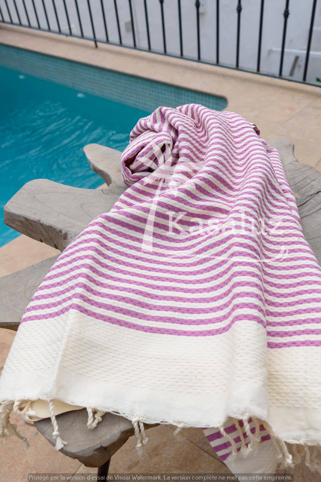 KASALUZ - Fouta Atlántico Mauve 100% cotton honeycomb