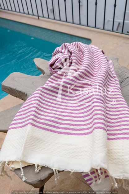 KASALUZ - Fouta Atlántico Mauve 100% cotton honeycomb
