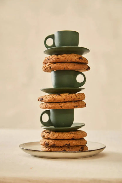 Calma House - Coffee Cup and Saucer (Set of 2) Matcha Green