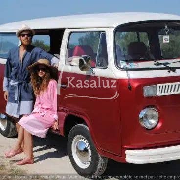 KASALUZ - Onda Azure Blue honeycomb fouta 100% cotton