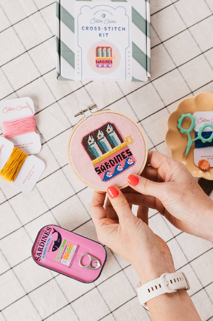 Cotton Clara Craft Kits & Supplies - Sardines Cross Stitch Kit