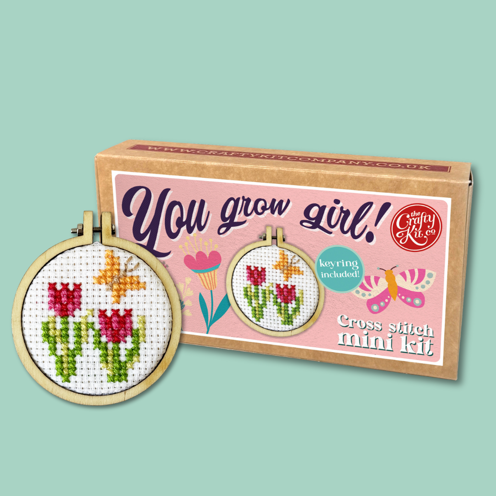 Mini Matchbox Kits - You Grow Girl! Mini Matchbox Cross Stitch Kit