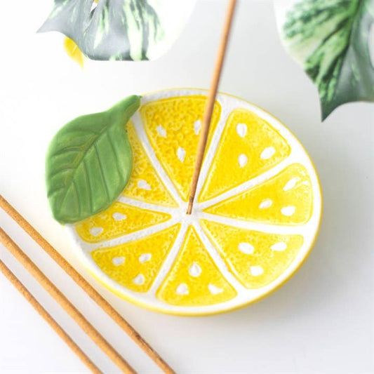 Something Different - Lemon Slice Ceramic Incense Holder Plate