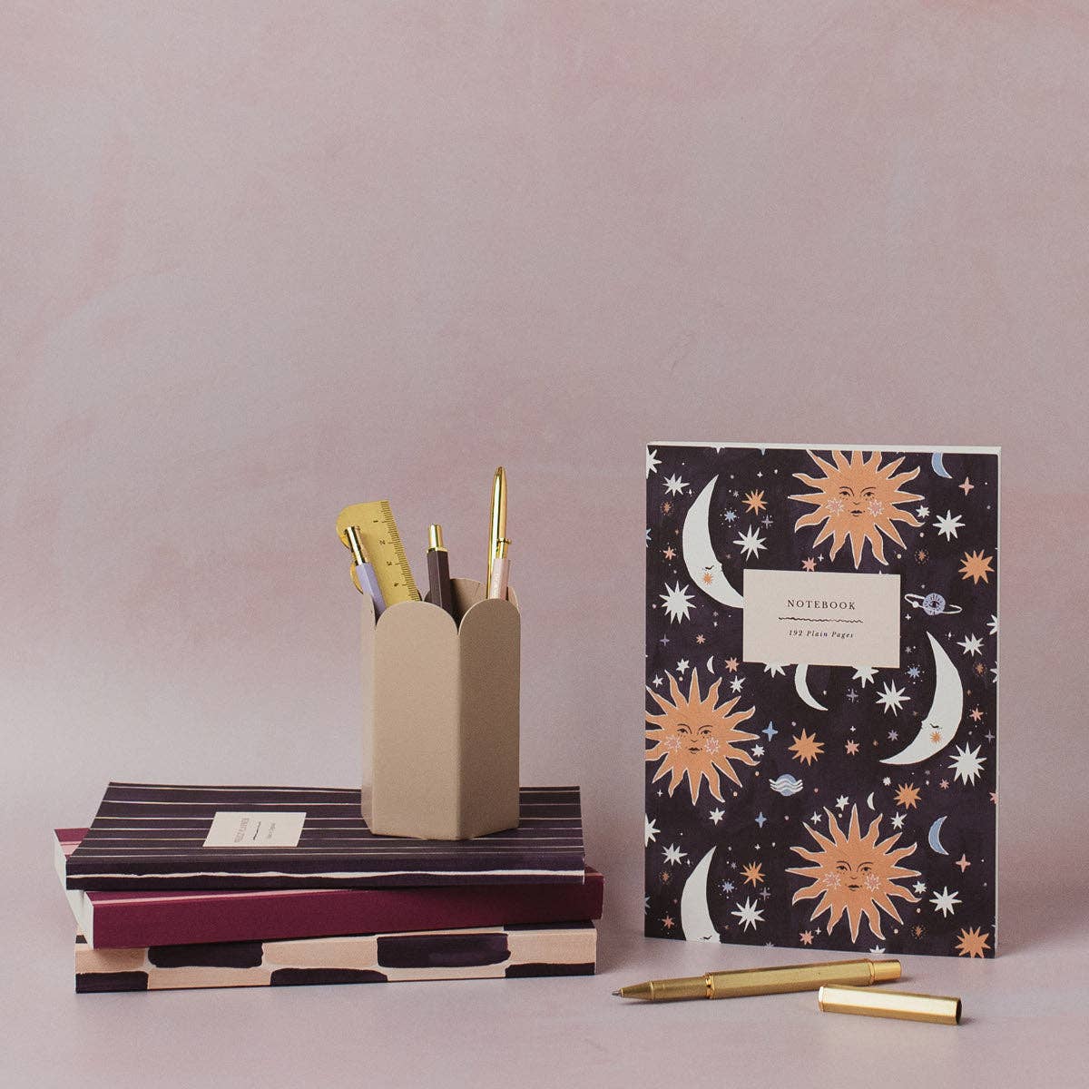 Sister Paper Co. - Sun And Moon Notebook | Plain Page Journal | Blank Notebooks