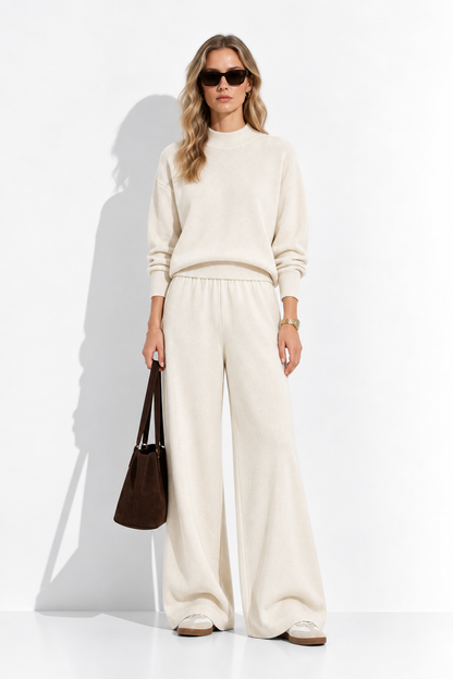 URBAN REVERSE ITALY - Knit Set with Top and Wide Pants | Winter Style