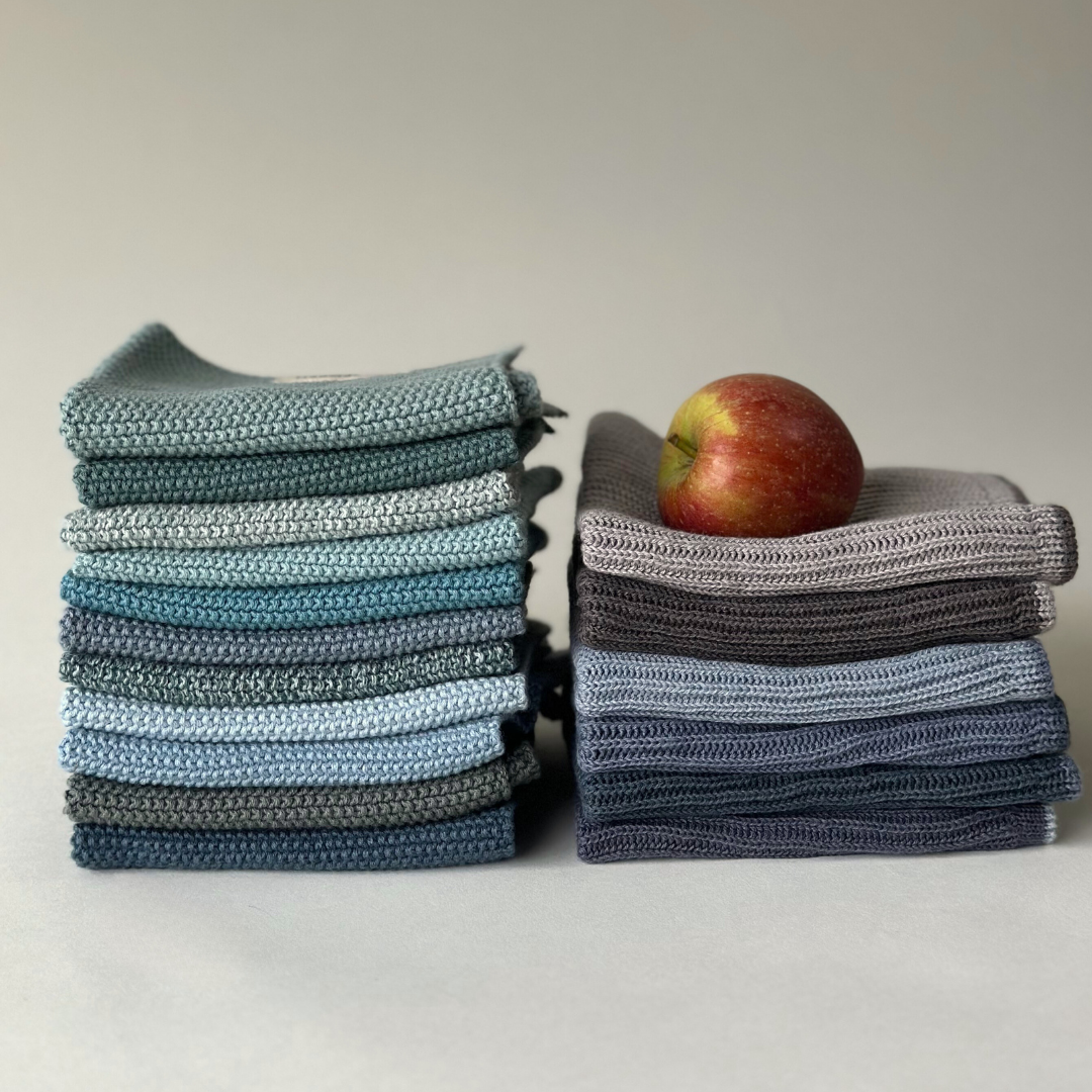 Aspegren Denmark - Dishcloths - Organic Cotton - Set of 2 - Knitted - Aqua