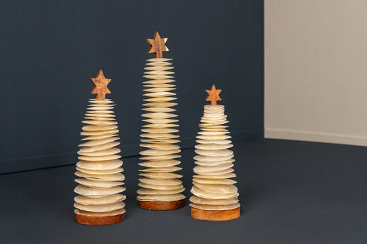 Christmas Tree Raw Capiz Natural 35cm