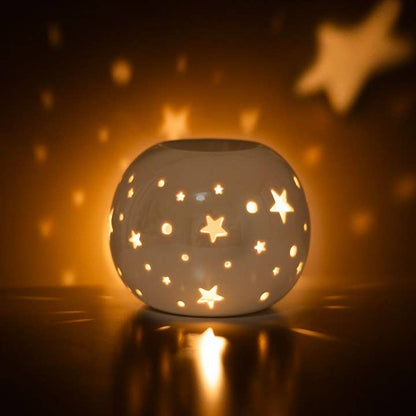 Something Different - White Iridescent Star Oil Burner and Wax Warmer