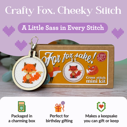 Mini Matchbox Kits - For Fox Sake! Mini Matchbox Cross Stitch Kit