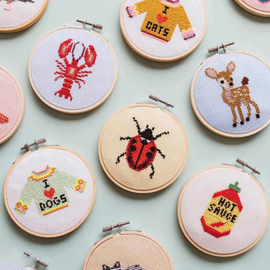 Cotton Clara Craft Kits & Supplies - Beginner Ladybird Ladybug Cross Stitch Kit