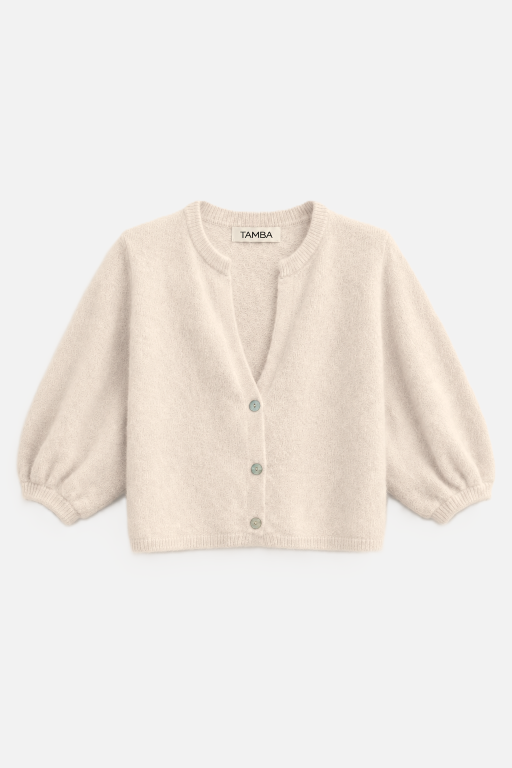 TAMBA - Angora knitted cardigan with V-neck