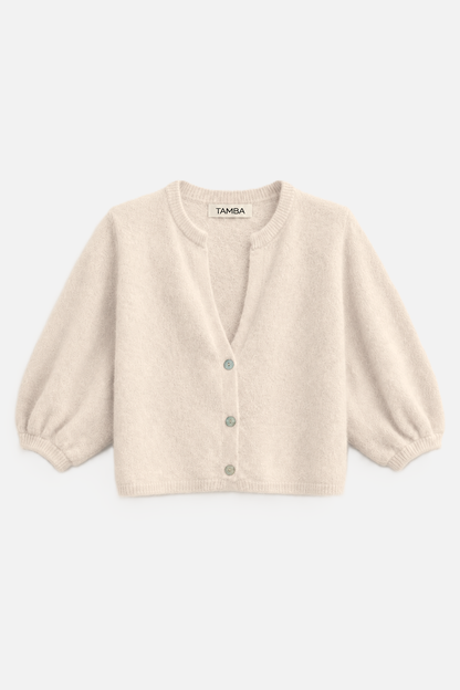 TAMBA - Angora knitted cardigan with V-neck
