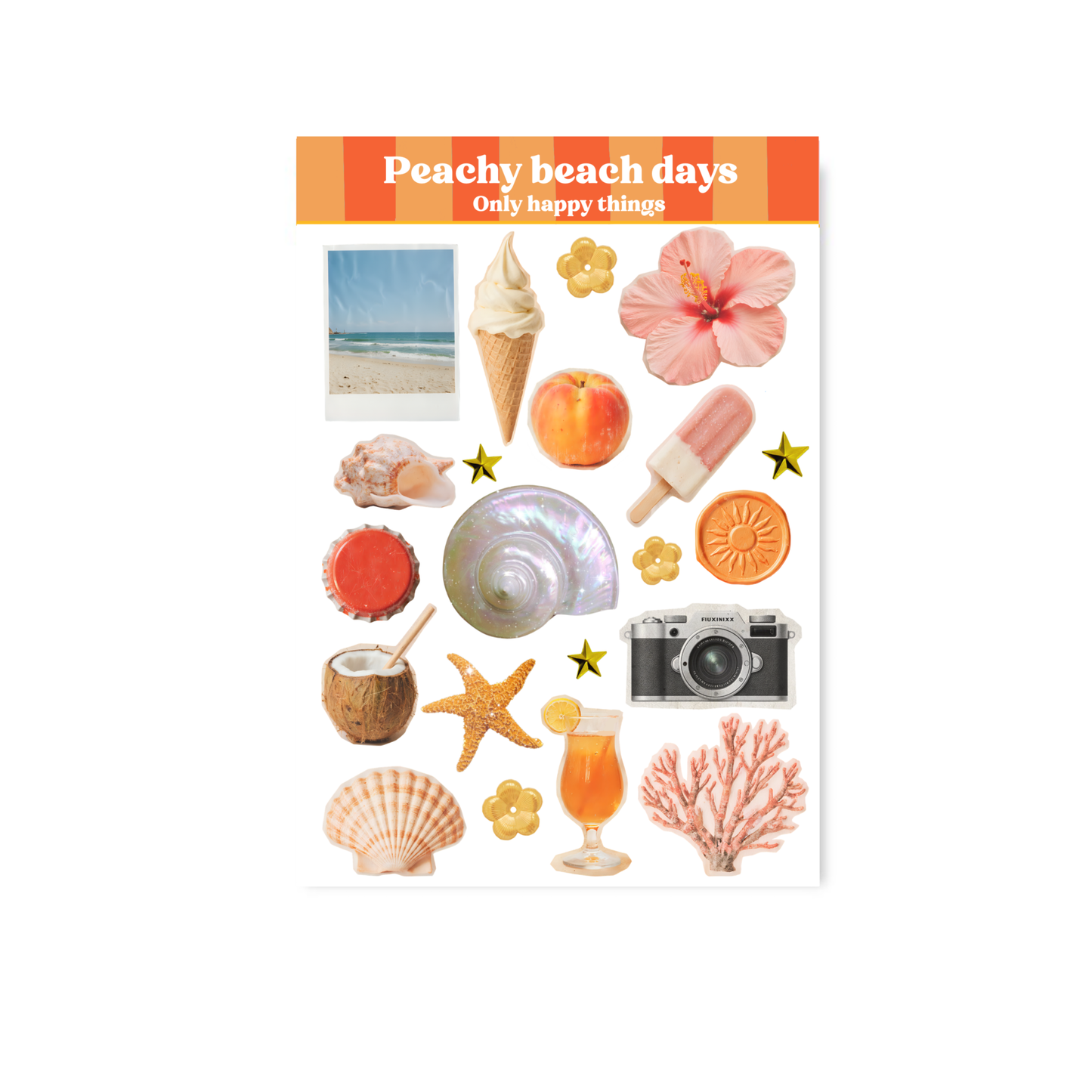 Only Happy Things Stationery - Stickersheet Peachy beach days A6