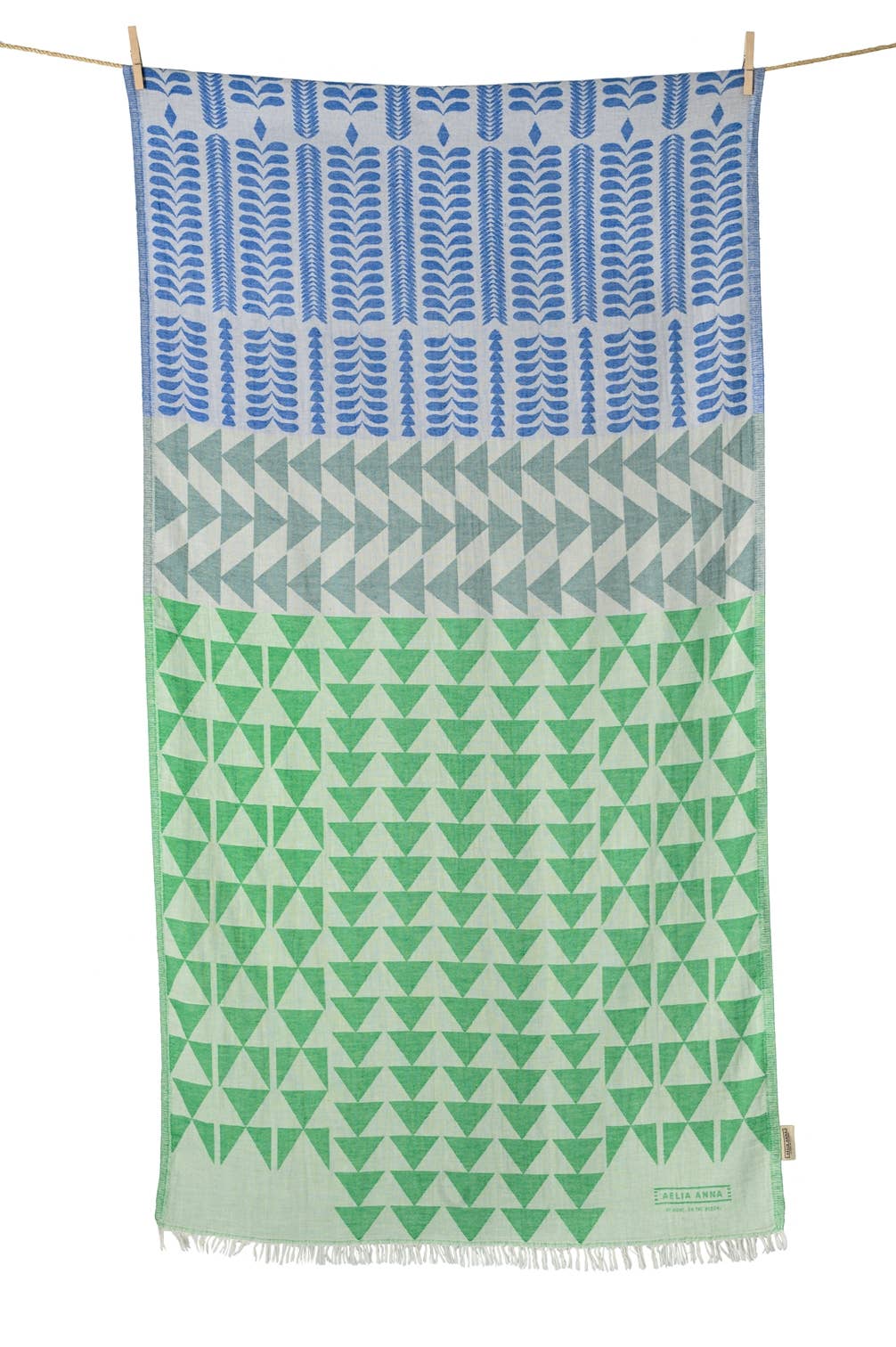 AELIA ANNA - BEACH TOWEL SIVIRI LIME & EUCALYPTUS & PARL.BLUE