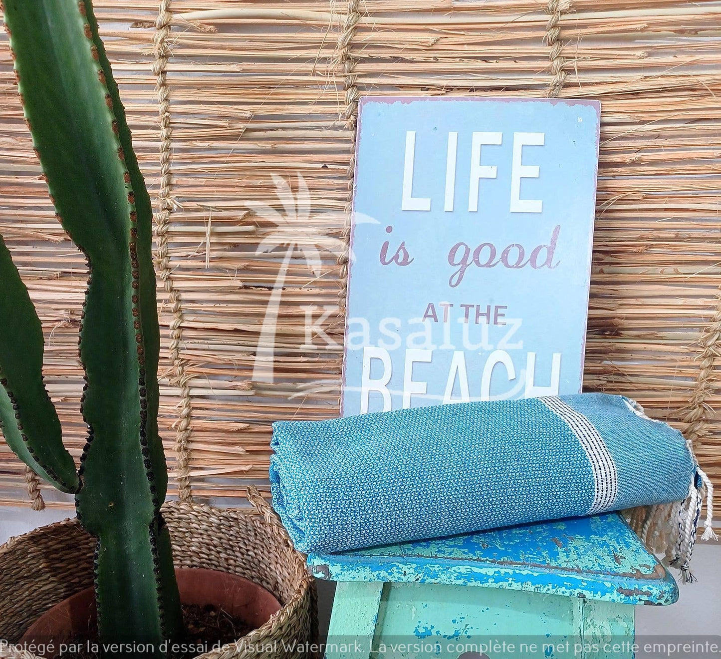 KASALUZ - Fouta Bohemia Green Bronze Honeycomb 100% Cotton