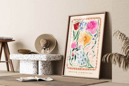 Kate Fox Design - British Summertime, Art Print, Colourful Art, Floral Art