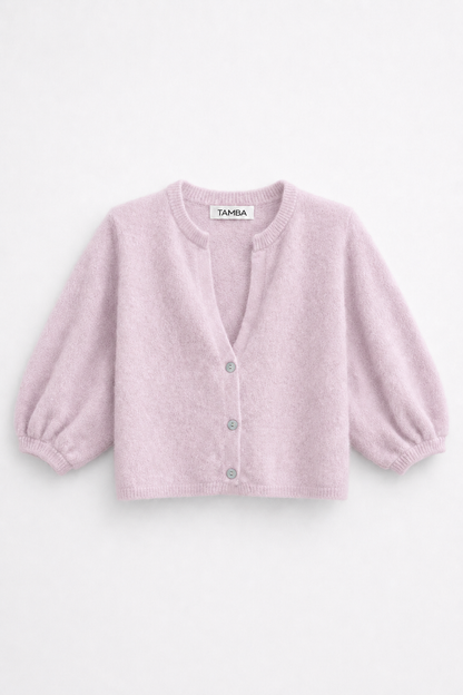 TAMBA - Angora knitted cardigan with V-neck