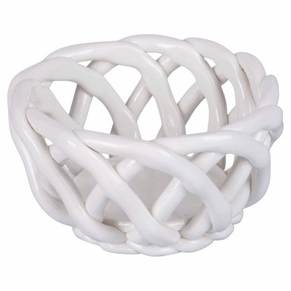 VdE Tivoli 1996 - ROUND BASKET 10X5.5 WHITE CERAMIC B