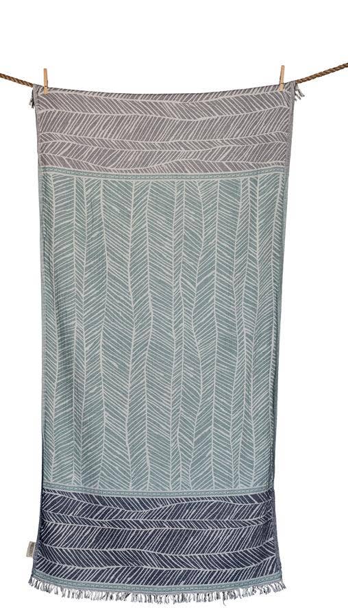 AELIA ANNA - BEACH TOWEL FTELIA EUCALYPTUS, NAVY BLUE & ANTHRAX