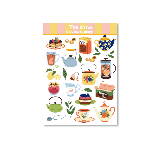 Only Happy Things Stationery - Stickersheet Tea time