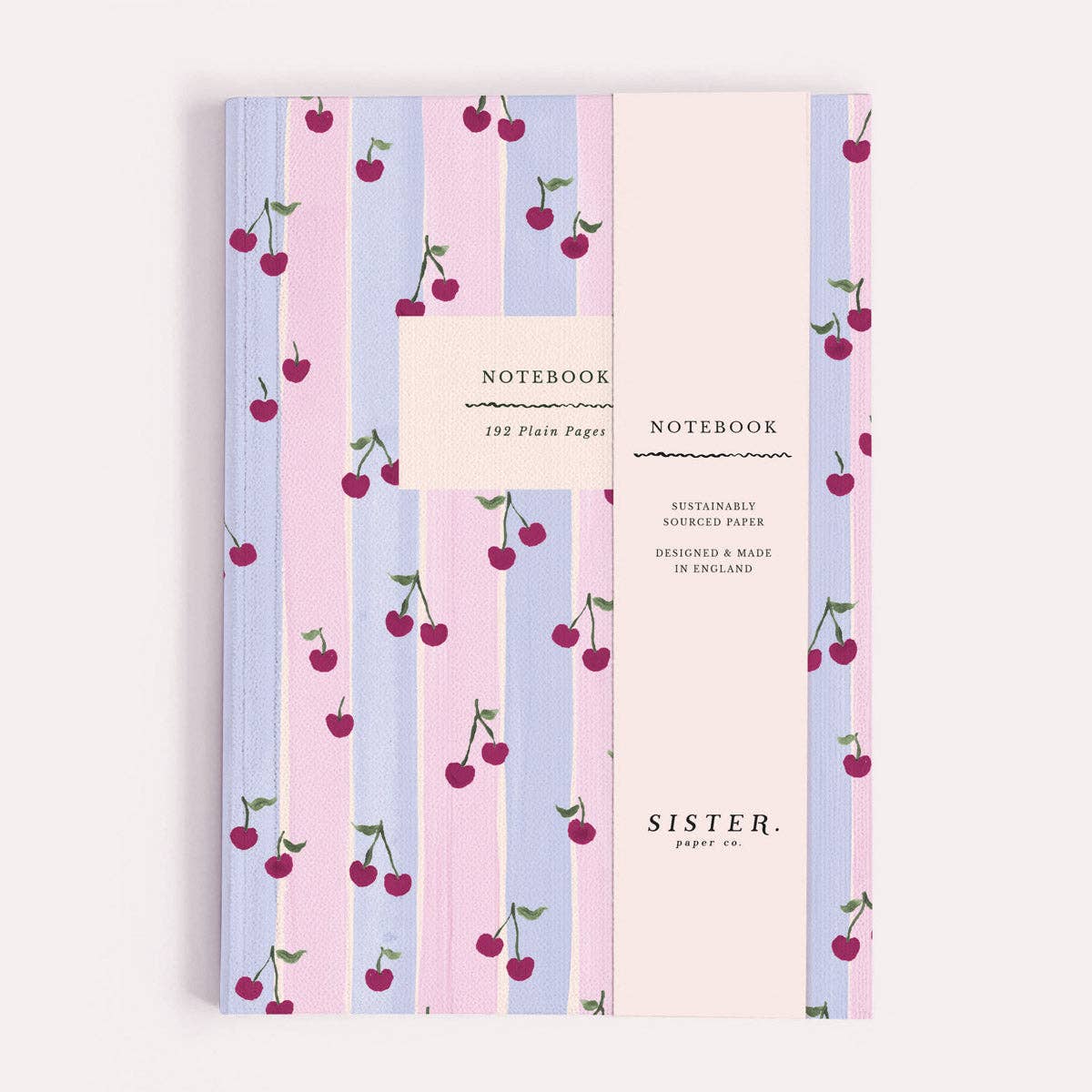 Sister Paper Co. - Cherries Notebook | Plain Page Journal | Blank Notebooks
