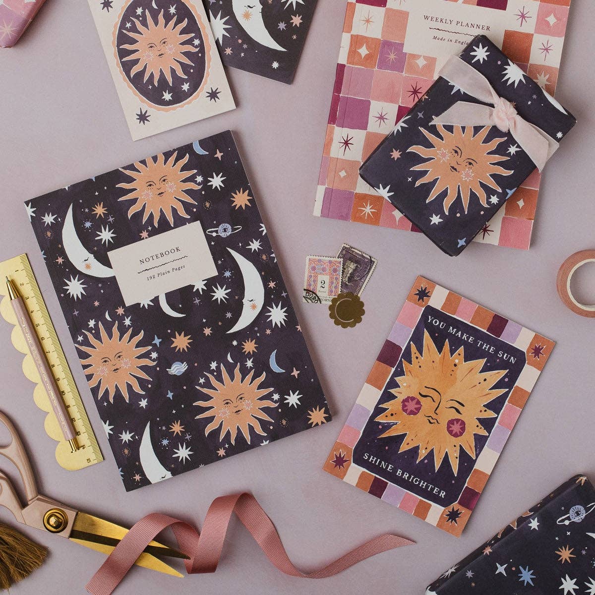 Sister Paper Co. - Sun And Moon Notebook | Plain Page Journal | Blank Notebooks