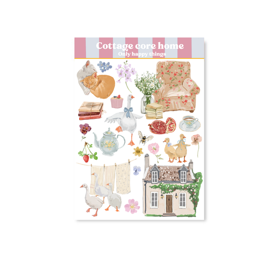 Only Happy Things Stationery - Stickersheet Cottage core home