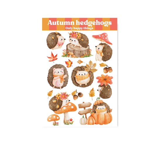 Only Happy Things Stationery - Stickersheet Autumn Hedgehogs A6
