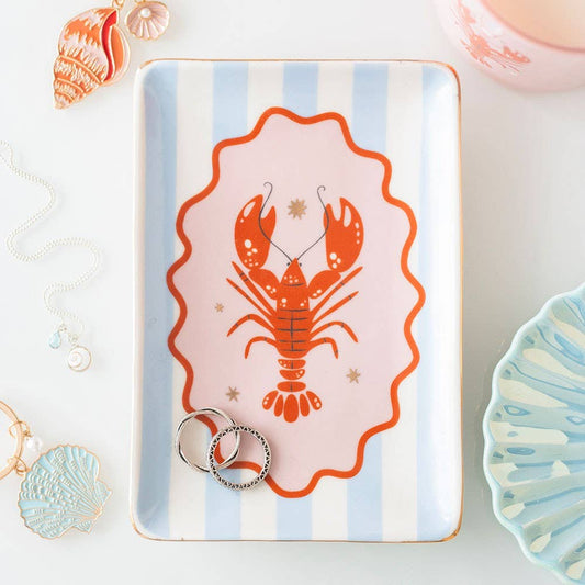 Something Different - Striped Lobster Coastal Trinket Dish