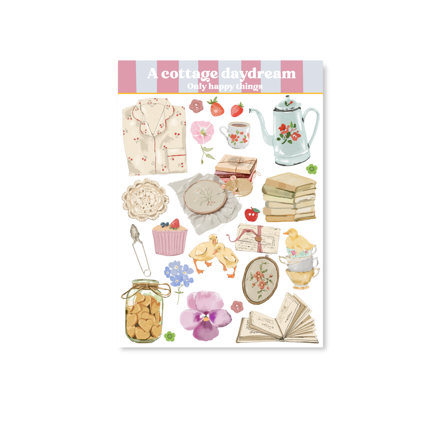 Only Happy Things Stationery - Stickersheet A cottage daydream A6
