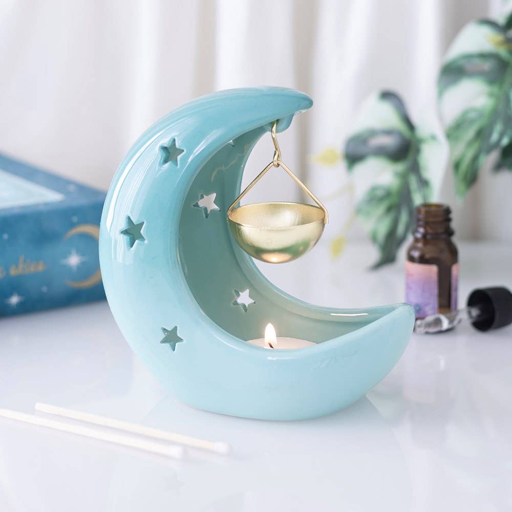Something Different - Blue Pastel Crescent Moon Hanging Oil Burner
