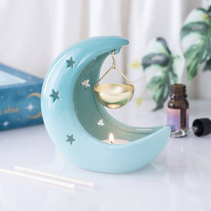 Something Different - Blue Pastel Crescent Moon Hanging Oil Burner
