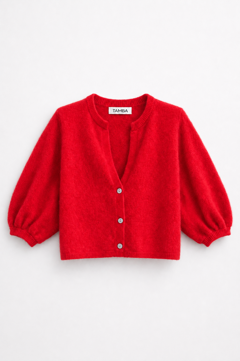 TAMBA - Angora knitted cardigan with V-neck