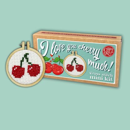 Mini Matchbox Kits - I Love You Cherry Much! Mini Matchbox Cross Stitch Kit