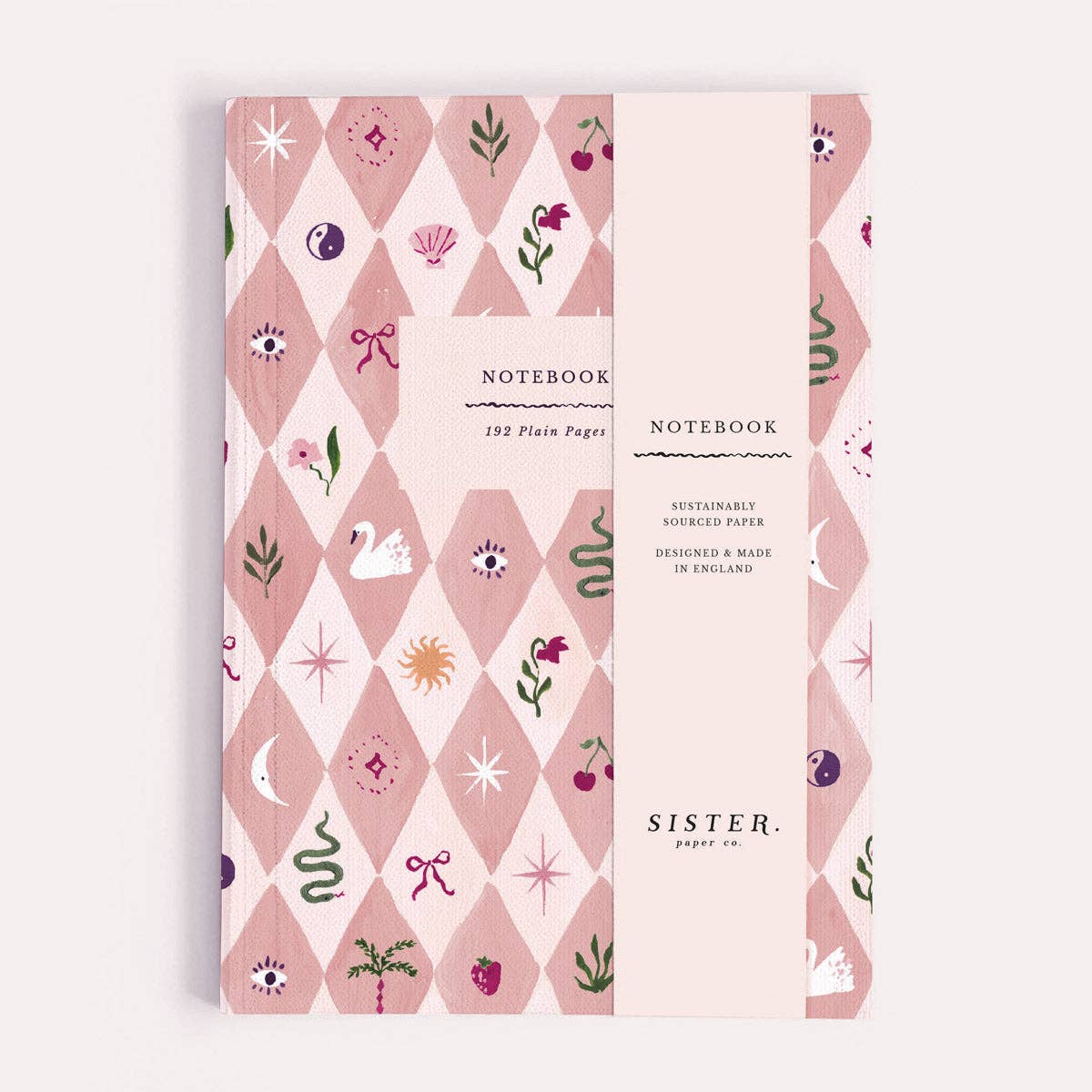 Sister Paper Co. - Blush Harlequin Notebook | Plain Page Journal | Notebooks