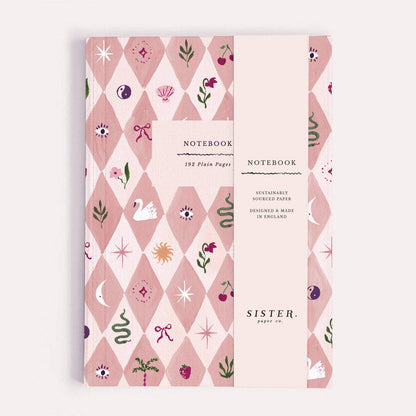 Sister Paper Co. - Blush Harlequin Notebook | Plain Page Journal | Notebooks