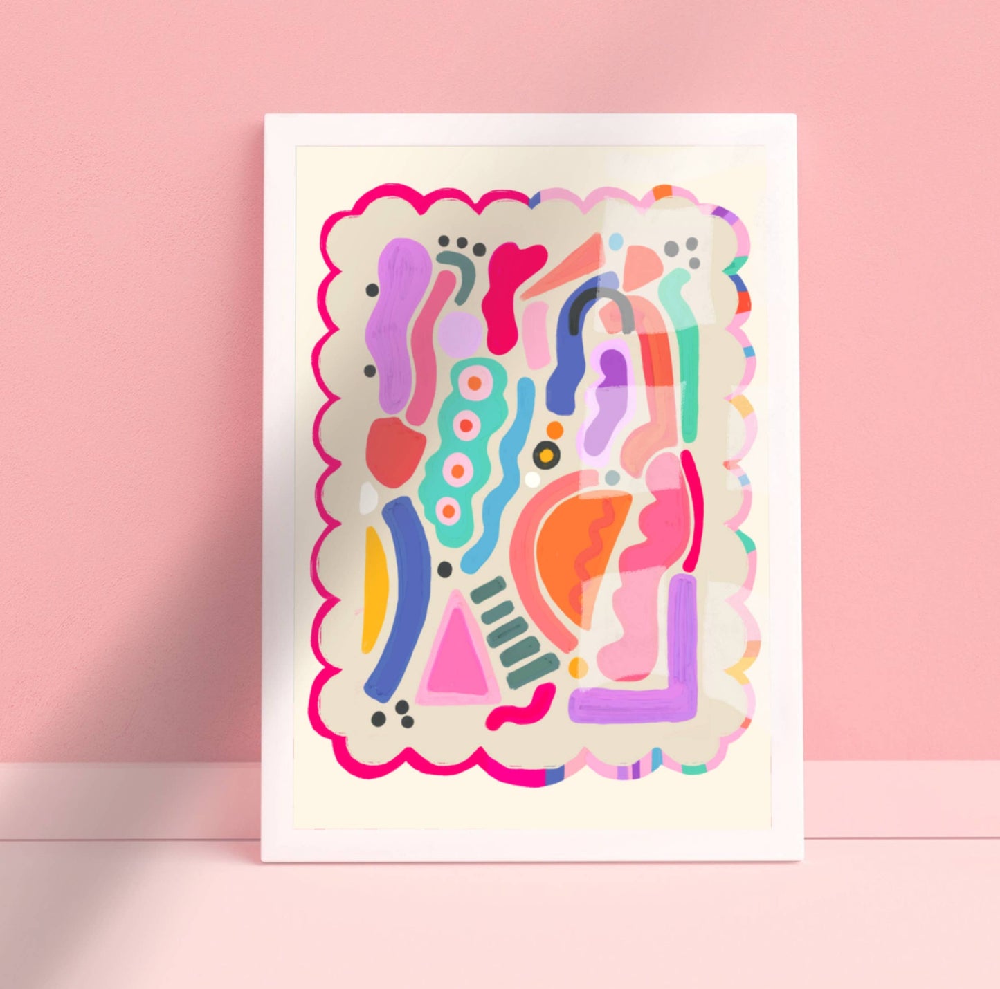 Kate Fox Design - Abstract Art Print, Colourful, Shapes, Modern Art, Pink, (Co