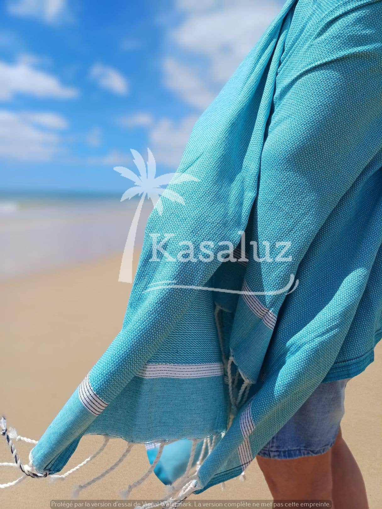 KASALUZ - Fouta Bohemia Green Bronze Honeycomb 100% Cotton