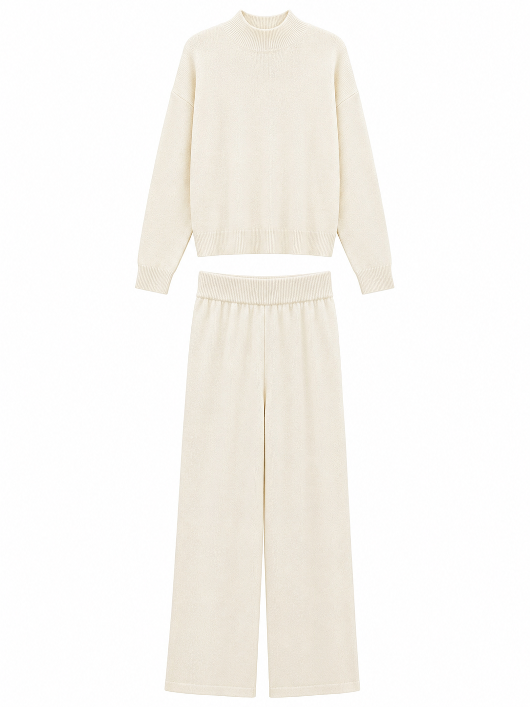 URBAN REVERSE ITALY - Knit Set with Top and Wide Pants | Winter Style